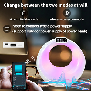 Réveil intelligent 4-en-1 avec lumière d'aube, veilleuse, haut-parleur et lampe musicale d'ambiance RGB contrôlée par application pour chambre et salon - Product Image 5