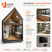Maison de luxe UVO à toit en pente : Cabane de villégiature et pod de glamping |   Certifié CE, IBC et AS/NZS |   Plug & Play