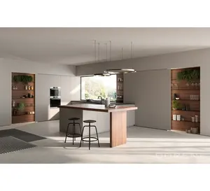 2023 Dorene अमेरिकी कस्टम डिजाइन पेंट्री इकाई मैट ग्रे आधुनिक फर्नीचर घर रसोई मंत्रिमंडलों के लिए कस्टम Prefab घरों