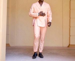 Trajes de hombre con solapa en pico rosa de un botón hechos a medida, ajustados, 2 piezas, chaqueta de novio de boda, Terno Masculino, ropa de hombre diaria - Product Image 3