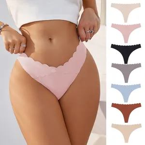 Ice Silk Low Rise Women Seamless Hipster Panties Invisible Underwear Thong OEM Customized Service