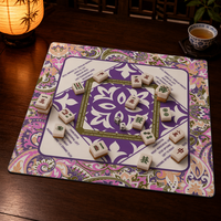 Tapis de Mahjong Zen Émeraude - Design Artistique Botanique Vintage - Surface en Tissu Technique Ultra-Lisse - Insonorisant - Facile à Nettoyer pour un Jeu Paisible