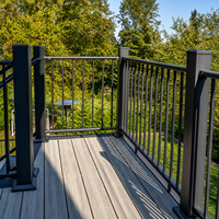 Balustrade en aluminium pour terrasse avec main courante d'escalier pour véranda extérieure, installation facile, revêtement poudré, résistant à la rouille