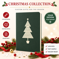 Carnet personnalisé A5 en papier cartonné vert crème avec motif forêt, reliure cousue, 80 feuilles, cadeau d'entreprise
