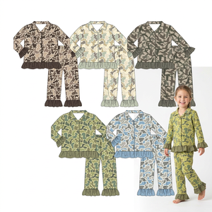 Pyjama personnalisé pour filles automne-hiver, imprimé camouflage chasse, haut boutonné à manches longues et pantalon, vêtements de détente pour enfants - Product Image 1