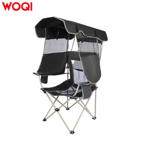 Chaise pliante de camping Woqi, structure en aluminium, tissu Oxford gris, chaise de jardin d'extérieur avec porte-gobelet et poche de rangement - Product Image 5
