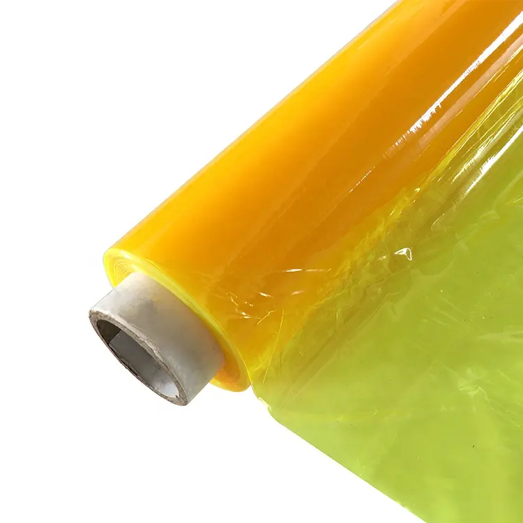 New Fluorescent yellow transparent film color custom pvc plastic super clear pvc film roll