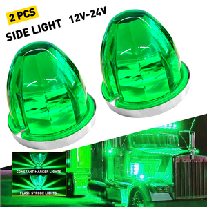 ไฟแตงโม LED 2 ชิ้น สีเขียว ไฟเลี้ยวแบบแฟลช สำหรับรถบรรทุก รถพ่วง ไฟเลี้ยวข้างทรงกลม - Product Image 1