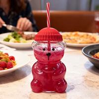 Gobelet en verre ours en peluche de luxe avec couvercle, ours vert mignon avec couvercle et paille, bouteille d'eau, articles de boisson, cadeaux
