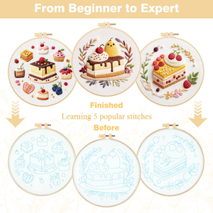 Embroidery <b>Kit</b> for Beginners Adults, <b>DIY</b> Bread Design Cross Stitch <b>Kits</b> for Craft Lover Learn Hand Stitch - Product Image 2