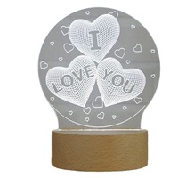 Base de lumière de nuit LED en bois massif avec lampe de table USB Cristal DIY lumière ronde télécommande Base de lumière en bois