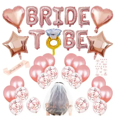 Украшение для вечеринки для одной леди, Фата для невесты, тату-наклейки, наплечный ремешок, розовое золото, набор воздушных шаров для невесты