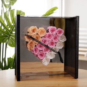 Ramo de rosas de jabón en forma de corazón en caja de espejo acrílico <span class=keywords><strong>flor</strong></span> preservada regalo para San Valentín aniversario pareja amante Fecha - Product Image 5