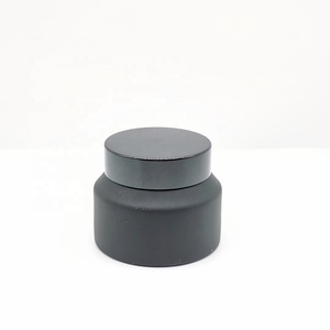Emballage de pot de crème cosmétique de haute qualité pot de crème en verre à épaule oblique noire givrée de 50g avec série de couvercle <span class=keywords><strong>noir</strong></span>/<span class=keywords><strong>bambou</strong></span>/bois - Product Image 1