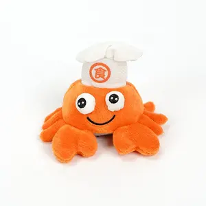 Wholesale nice quality kawaii design orange or customized cartoon crab animal plush keychain