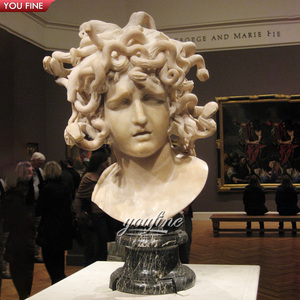 YOUFINE Buste de Méduse en marbre <span class=keywords><strong>blanc</strong></span>, sculpture grecque mythologique de la Gorgone sculptée à la main pour musée et bibliothèque - Product Image 5