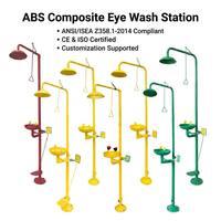 Station de douche de sécurité anti-corrosion en ABS à double sortie pour lavage des yeux d'urgence, idéale pour les usines chimiques, les laboratoires et les usines.
