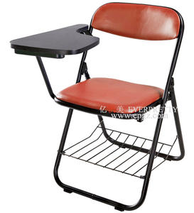 Chaise d'école en cuir pour étudiants, meuble avec planche à écrire et panier à livres, bureau d'écriture en français - Product Image 1