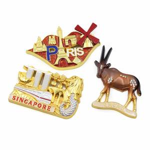 Cadeau unique, aimant de réfrigérateur du Moyen-Orient, alliage de zinc moulé sous pression, forme d'animal 3D, oryx arabe, souvenir du Qatar, aimant de réfrigérateur avec strass - Product Image 4