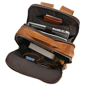 Sac à dos vintage en cuir véritable pour homme, grande capacité, avec grands compartiments, fermeture éclair personnalisée - Product Image 5