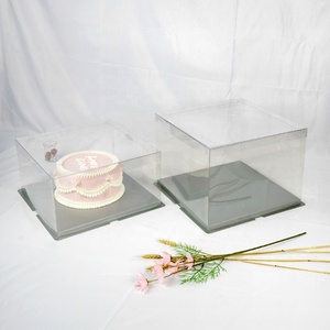 Custom Food Grade 14 Inch Transparent Cake Box Luxury Birthday Cake Packaging Clear Gift Box