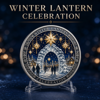 Pièce commémorative personnalisée en métal de luxe, motif lanterne d'hiver en relief 3D, pièce de défi, cadeau souvenir, vente en gros, usine OEM ODM