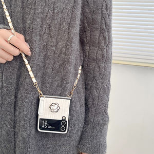 Crossbodyเชือกหนังโซ่พลิกพับหม่อนมุกหนังเคสโทรศัพท์สําหรับSamsung <span class=keywords><strong>Galaxy</strong></span> zflip5 zflip4 <span class=keywords><strong>zflip3</strong></span> - Product Image 4
