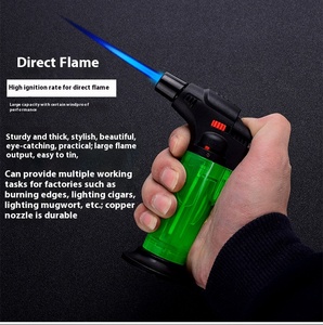 Accendino Gonfiabile Antivento <span class=keywords><strong>a</strong></span> Fiamma Inclinata, Portatile, Ricaricabile <span class=keywords><strong>a</strong></span> Gas, per Sigari, Cucina, BBQ, Multicolore, in Plastica - Offerta Speciale - Product Image 6