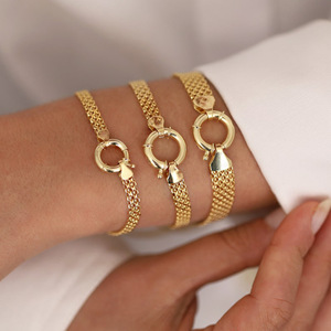 <span class=keywords><strong>Bracelet</strong></span> tendance en acier inoxydable imperméable, sans ternissement, avec fermoir mousqueton, chaîne en maille, <span class=keywords><strong>bracelet</strong></span> à fermoir <span class=keywords><strong>marin</strong></span> pour la fabrication de bijoux - Product Image 1
