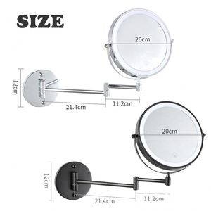 Nouveaux produits 2025 : Miroir de maquillage lumineux rechargeable mural de 8 pouces, double face, grossissement 1X/10X - Product Image 2