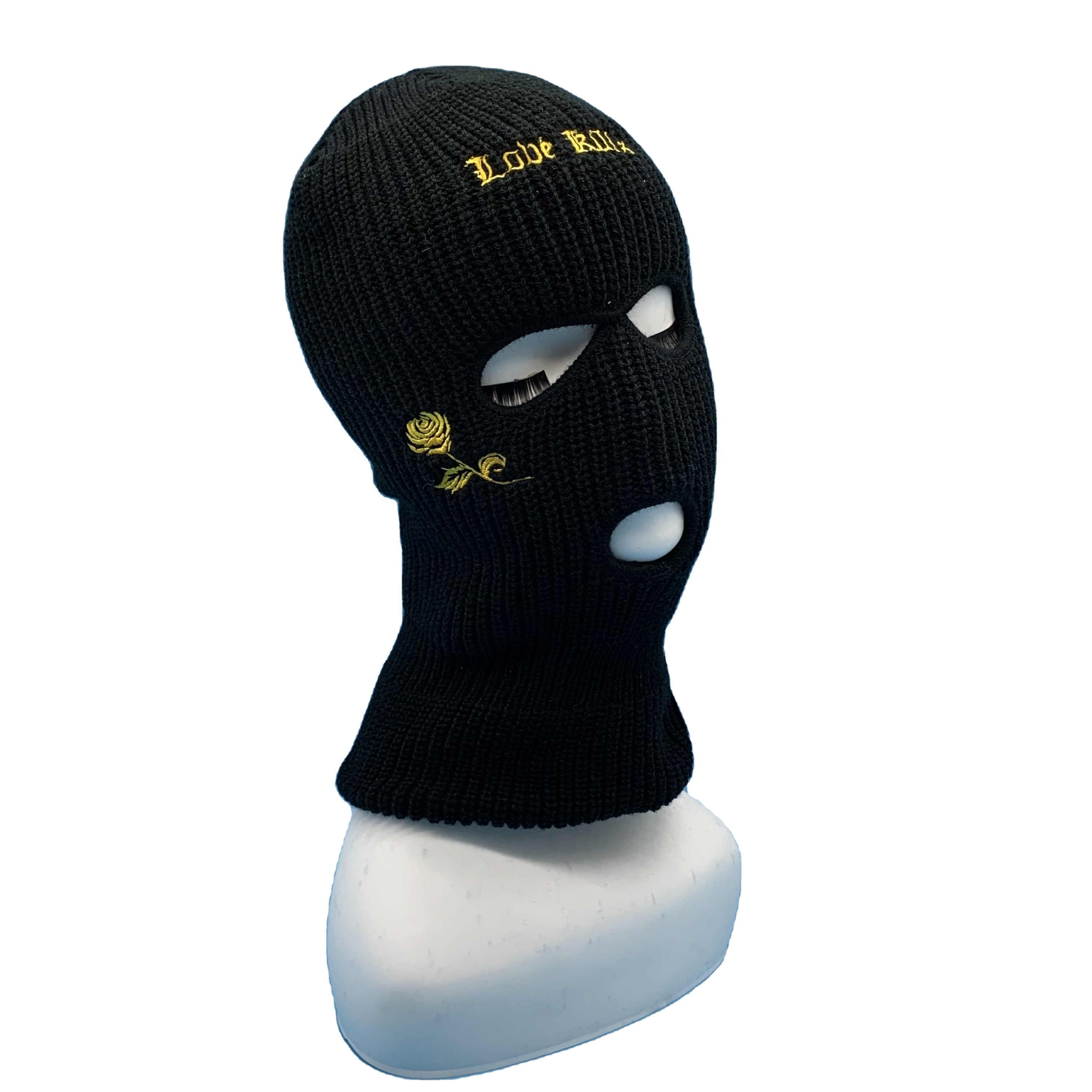 Новинка, белая Балаклава с вышивкой «Love Kill Black», 3 отверстия