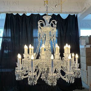 Candelabro de cristal K9 de lujo plateado personalizado, iluminación de villas modernas, candelabro de cascada de techo alto - Product Image 2