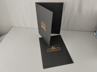 Carpeta de bolsillos de presentación reciclada Impresión de lino negro Logotipo de oro brillante Carpetas de papel A4 personalizadas Carpeta de archivos de 2 bolsillos