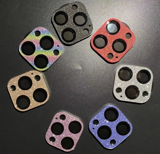 Bling Colorful Tempered Glass Mobile Camera Protector Lens for iPhone 11 12 Pro Max for iPhone 13 Models with Sizes 6.1 6.7 5.4"