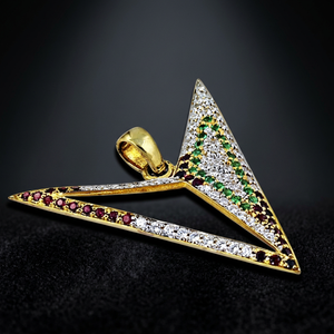 RArt Palace Collier de luxe unisexe avec pendentif triangle plaqué or 22 carats et cristaux de strass au design géométrique - Product Image 3