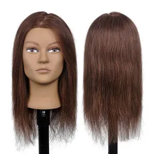 Hot Sale Hairdressing Training Practice Teaching Dummy Doll Head Brown Hair Human Hair Training Mannequin Head