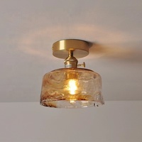 Plafonnier Vintage en Laiton Ambré Verre Lustre pour Chambre à Coucher Salon Chevet Fenêtre Bar Entrée Allée Plafonniers