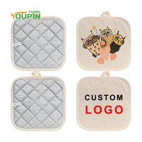 Accessoires de cuisine personnalisés, dessous de plat carrés 20x20cm, coton lin, sublimation, résistants à la chaleur, écologiques, réutilisables