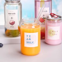 Bocal Boisson PET Transparent 330 ml, en Plastique Clair pour Sodas, Boissons, Gâteaux et Crèmes Glacées avec Couvercle Facile à Ouvrir