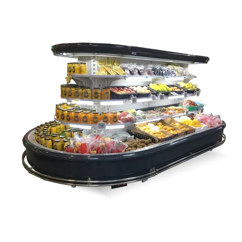 Supermarket refrigerator island fruit vegetable refrigerator display cooler showcase for daily fresh