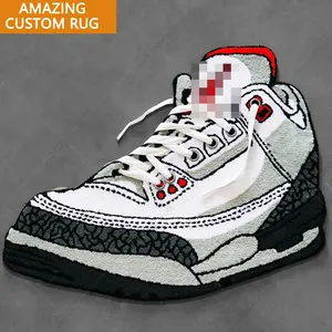 High Standard Sneaker Rug Hand Tufted Acrylic Fashion Designer Brand Famous Shoe Logo Carpet Custom Nordic Living Room Rug