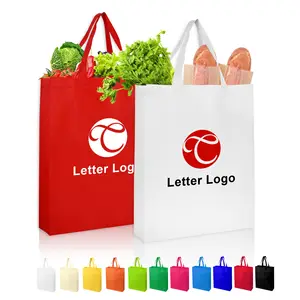 Custom Reusable Nonwoven Shopper Non-woven Polypropylene Foldable Tote Carry Bag For Shopping Heavy Cheap Non Woven Grocery Bags