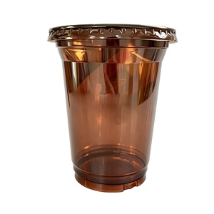Disposable Custom logo 98mm 500ml Brown clear Pet <b>Plastic</b> <b>Cup</b> Milk Tea Cold <b>Drink</b> Coffee <b>Cup</b> <b>Plastic</b> <b>Cup</b> with Lid - Product Image 4