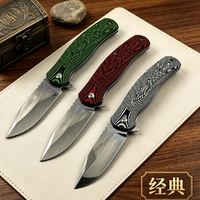 Couteau pliant personnalisable de haute qualité avec manche en G10 et acier 5CR13, portable pour la chasse, le camping et l'EDC, outil de poche