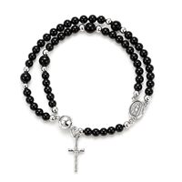 Bracelet superposé pour femme avec cristaux facettés taillés en diamant et strass, perles magnétiques dorées, améthyste et croix portrait – Cadeau