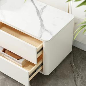 사용자 정의 디자인 흰색 나무 직사각형 TV 스탠드 튼튼한 흰색 소결 상단 마감 <span class=keywords><strong>4</strong></span> 서랍 유리 문 캐비닛 - Product Image 3