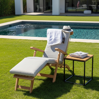 Chaise longue pliante en teck moderne pour l'extérieur - Chaise longue en bois portable écologique et imperméable pour hôtel et villa