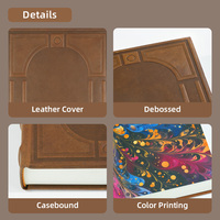 Carnets à couverture rigide en cuir PU marron foncé personnalisés A5 avec grille à points en relief pour le bureau