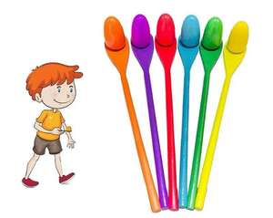 Jeu d'équilibre en bois Arc-en-ciel avec 6 œufs de Pâques et cuillères - Product Image 1