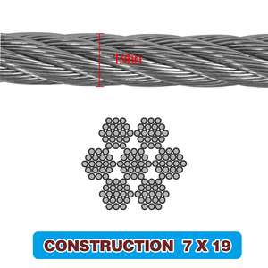 1/4 304 Stainless Steel able 7x19 Construction trands tranore irircraft able reaking enension 600 LB - Product Image 3